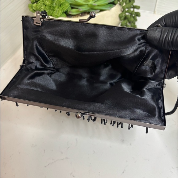 Vintage Lancôme Black Beaded Evening Bag Sequin Clutch Braided Strap Formal - Picture 9 of 10